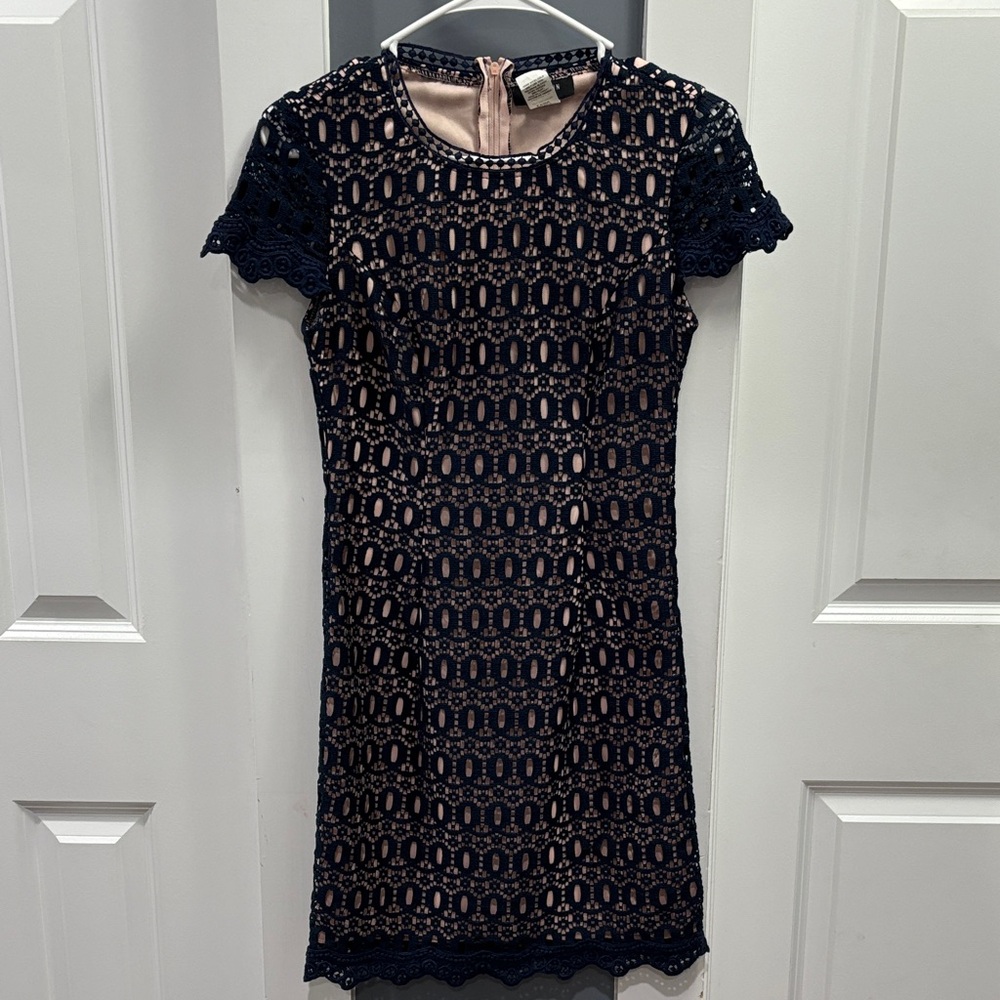 B Darlin Midnight Blue Lace Mini Dress